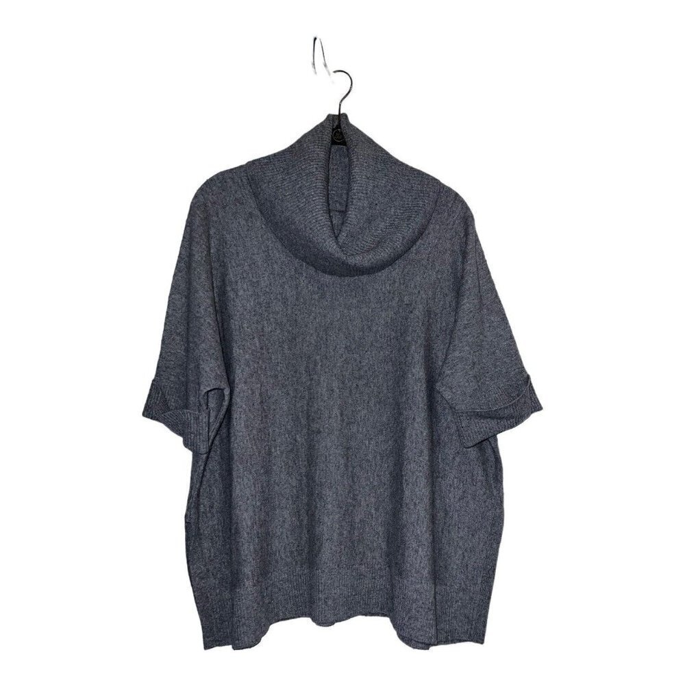 PURE COLLECTION Gray 100% Cashmere Knit Turtleneck Dolman Sleeve Sweater